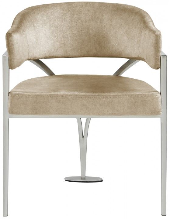 Meridian Furniture Madelyn Beige/Chrome Velvet Dining Chair-1