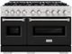 ZLINE Classic Series 48" Stainless Steel Pro Style Dual Fuel Range with Black Matte Door-0