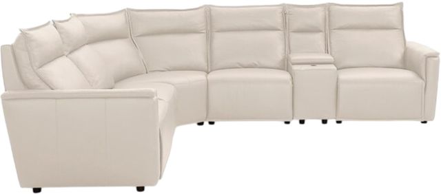 Bassett® Furniture Club Level Chauncey 6-Piece Vanilla Leather Power Reclining Sectional-2
