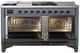 Ilve® Majestic III 60" Blue Gray Pro Style Dual Fuel Natural Gas Range with Griddle and Burnished Trim-1