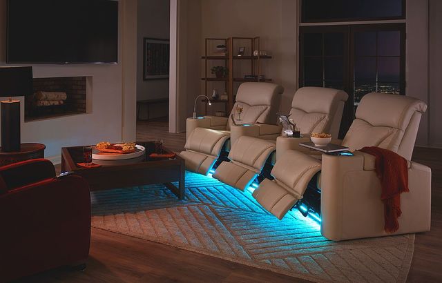 Palliser® Furniture Customizable Vivid 3-Piece Power Reclining Theater Seating with Power Headrest, Lumbar and Wedge Arms-1