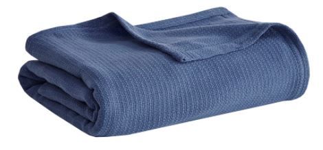 Olliix by Madison Park Freshspun Basketweave Navy King Cotton Blanket-0