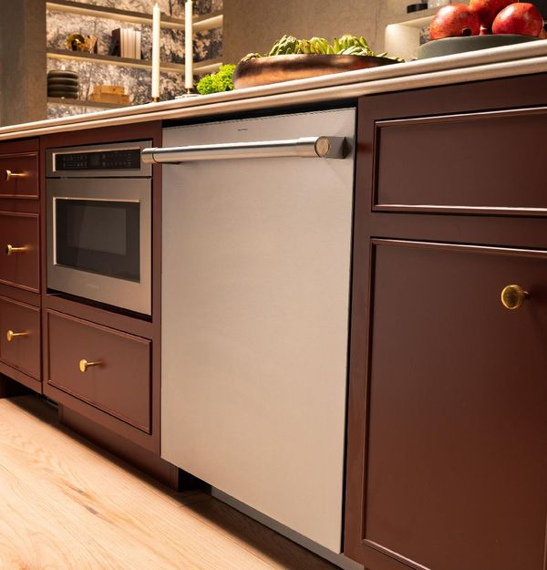 Monogram dishwasher integrated into kitchen cabinetry Monogram dishwasher integrated into kitchen cabinetry