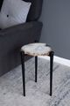 A & B Home 18" White Agate Side Table with Metal Legs-4