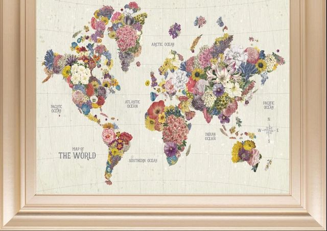 Classy Art Botanical Floral Map Light Words by Wild Apple Portfolio Wall Art-1