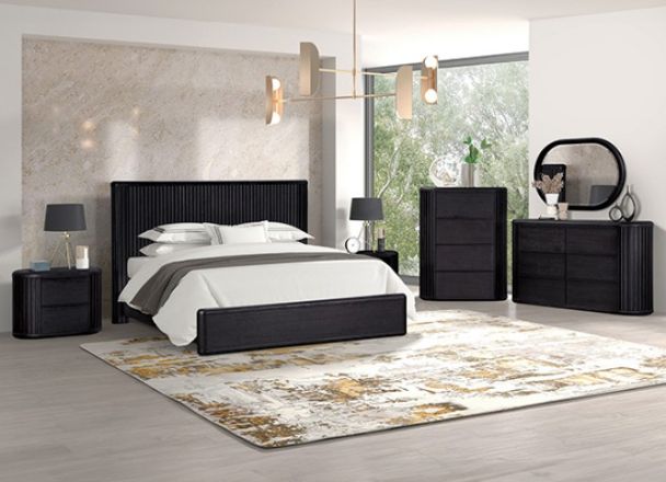 Furniture of America® Hildesheim Black 2 Drawer Nightstand-1