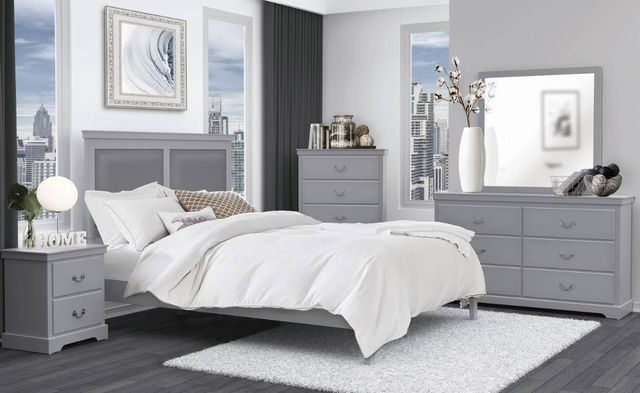 Homelegance® Seabright Gray Queen Upholstered Panel Bed-1