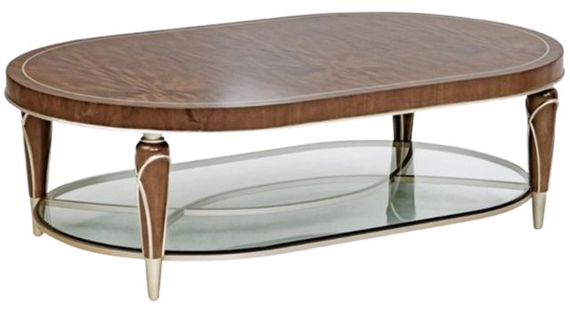 Michael Amini® Villa Cherie Hazelnut Oval Cocktail Table-0