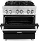 ZLINE 30" Stainless Steel Pro Style Dual Fuel Range with Black Matte Door-2
