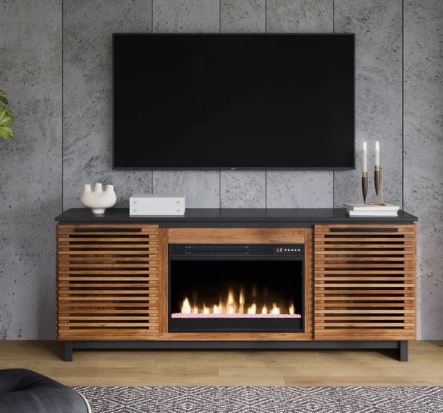 Legends Home Graceland Black/Bourbon 69" Fireplace Console-1