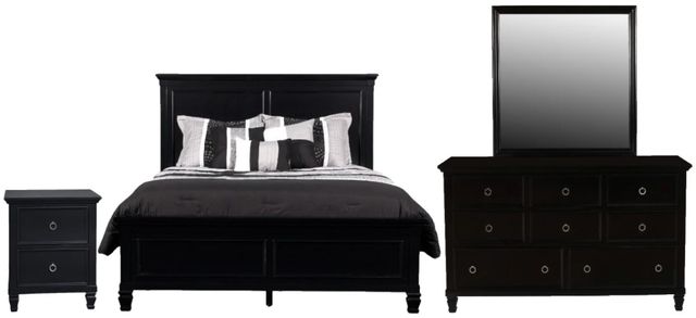New Classic® Home Furnishings Tamarack 4-Piece Black King Panel Bedroom Set-0