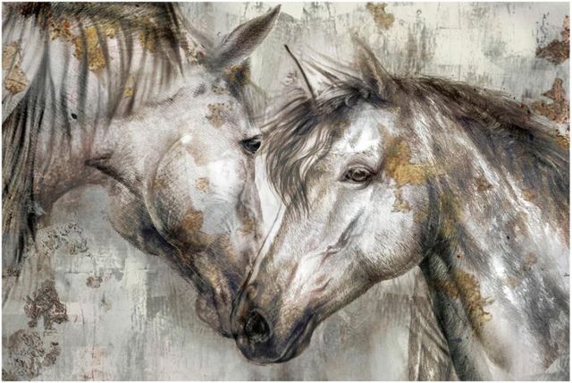 Classy Living Horses Together Wall Art-0