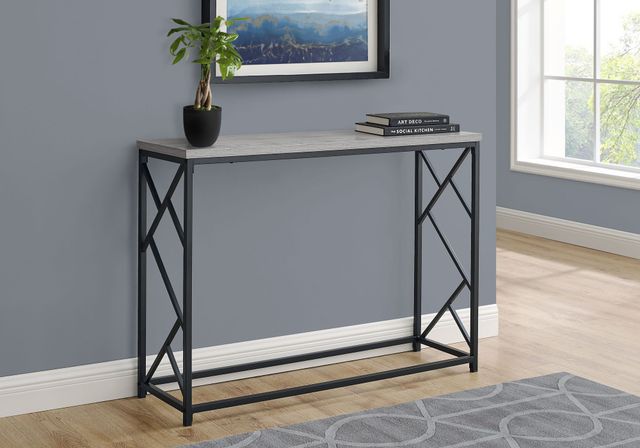 Monarch Specialties Inc. Grey 44"L Hall Console Table with Black Metal Base -1