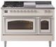 Ilve® Nostalgie II Noblesse 48'' Antique White Pro Style Dual Fuel Range with Chrome Trim-0