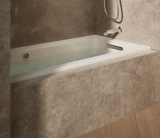 KOHLER® Archer® Biscuit 60" x 30" Alcove Heated BubbleMassage™ Air Bath - Right Drain-1