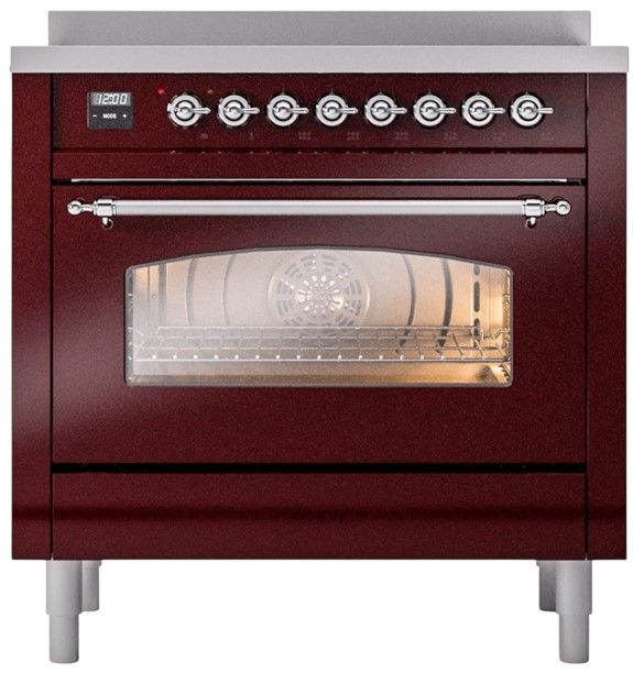 Ilve® Nostalgie II Series 36" Burgundy Pro Style Induction Range-1