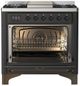 Ilve® Majestic III 36" Graphite Matte Pro Style Dual Fuel Liquid Propane Range with Solid Door and Burnished Trim-1