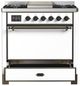 Ilve® Majestic III 36" White Pro Style Dual Fuel Natural Gas Range with Solid Door and Burnished Trim-3