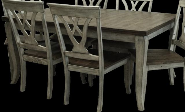Light Gray & Rustic Brown Solid Wood Table with Self-Storing Butterfly Leaf and Solid Wood Chairs-1