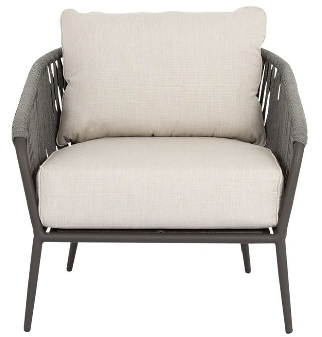 Sunset West Florence Slate Aluminum/Olefin Rope Outdoor Club Chair with Echo Ash Cushion-1