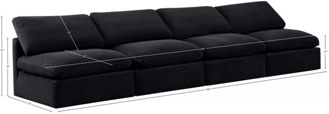 Meridian Furniture Indulge 4-Piece Black Armless Velvet Sofa-1