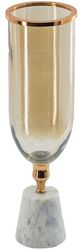 A & B Home Gold/White Glass Tapered Vase with Marble Base-1