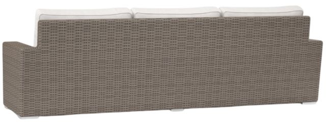 Sunset West Coronado Driftwood Resin Wicker Outdoor Sofa with Canvas Flax Cushion-3