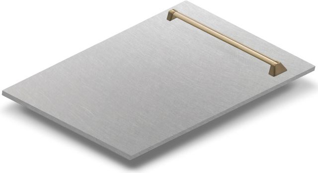 Zline Autograph Edition 18" Fingerprint Resistant Satin Stainless Steel with Champagne Bronze Handle Dishwasher Panel-0