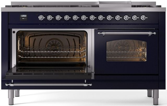 Ilve® Nostalgie II Series 60" Midnight Blue Pro Style Dual Fuel Range-2