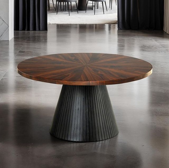 Furniture of America® Surdal Black/Brown Round Coffee Table with Black Base-1