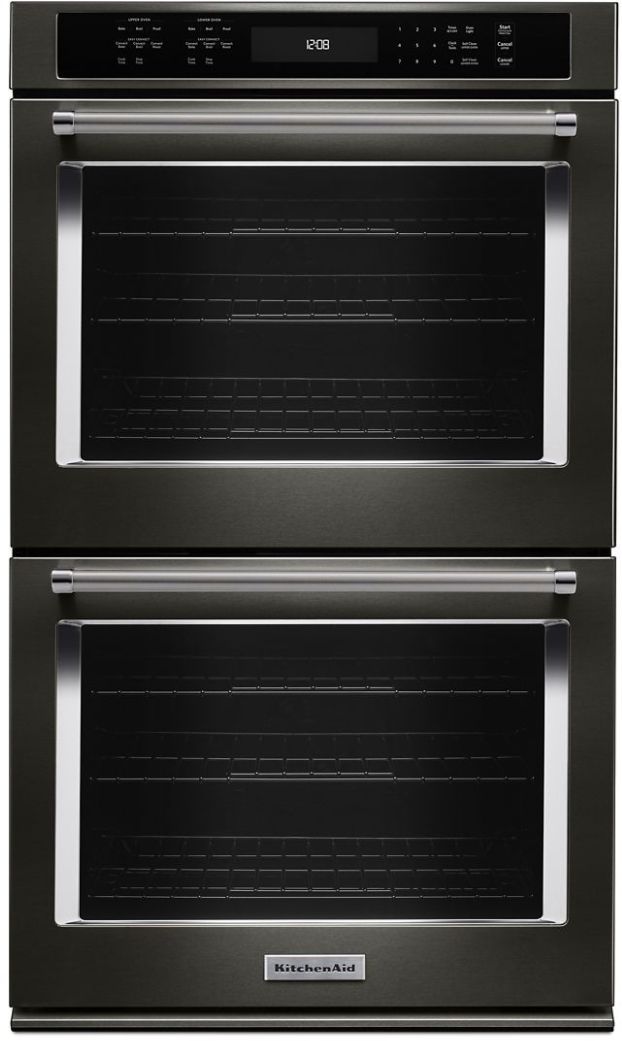 KitchenAid® 27" Black Stainless Steel with PrintShield™ Finish Electric Built In Double Oven-0