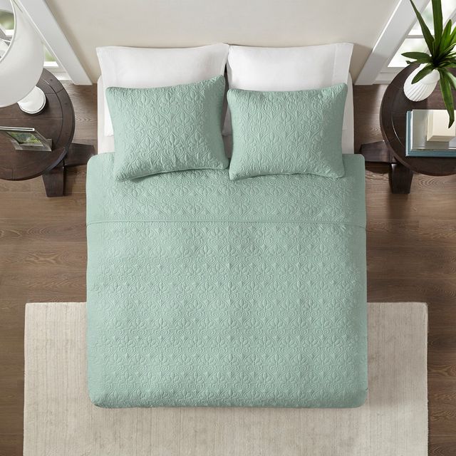 Olliix by Madison Park Seafoam King/California King Quebec Reversible Coverlet Set-3