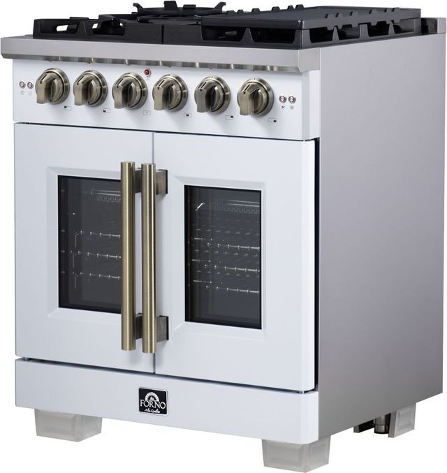 FORNO® Capriasca Series Alta Qualita 30" White Pro Style Gas Range-1
