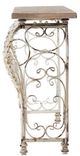 A & B Home Brown Console Table with  Antique White Scrollwork Base-1