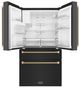 ZLINE Autograph Edition 36" 21.6 Cu. Ft. Black Stainless Steel Counter-Depth French Door Refrigerator with Water and Ice Maker in Fingerprint-Resistant and Champagne Bronze Helix Handles-3