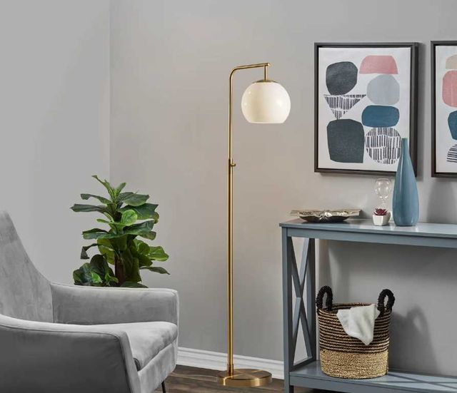 Adesso® Globe Antique Brass Floor Lamp with Milk Glass-4