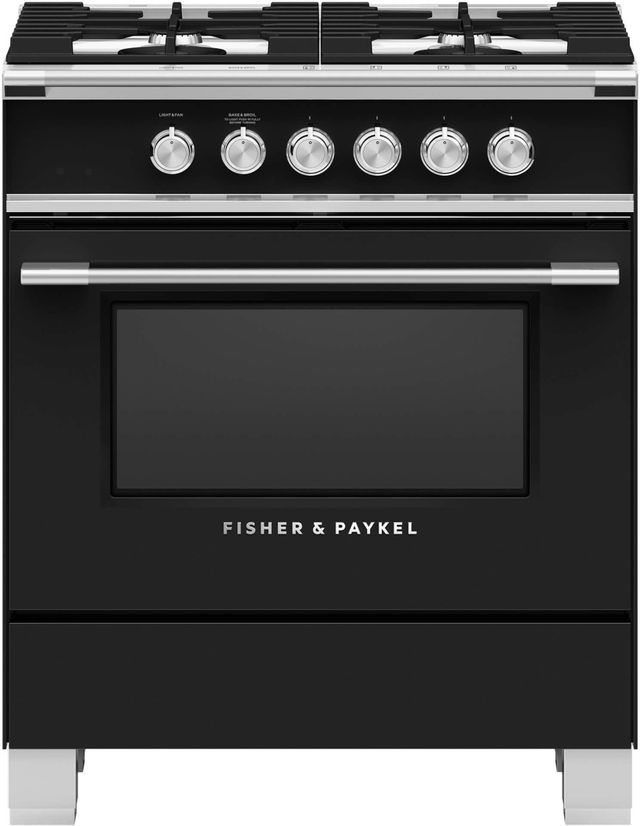 Fisher & Paykel 30" Black Pro Style Natural Gas Range-0