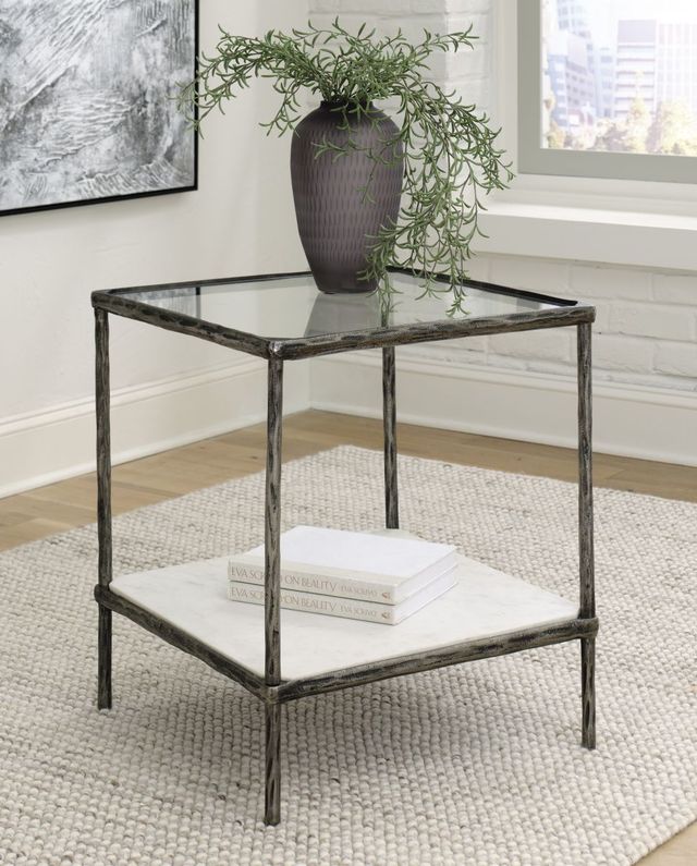 Signature Design by Ashley® Ryandale Glass Top Accent Table with Antique Pewter Base-3
