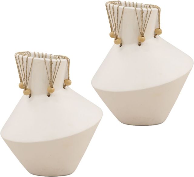 Dovetail Furniture Tavo 2-Piece White Vase Set-0