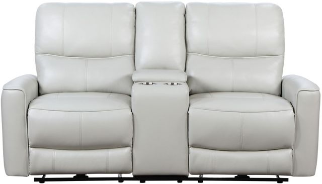 Coaster® Greenfield Ivory Upholstered Power Reclining Loveseat with Console-2