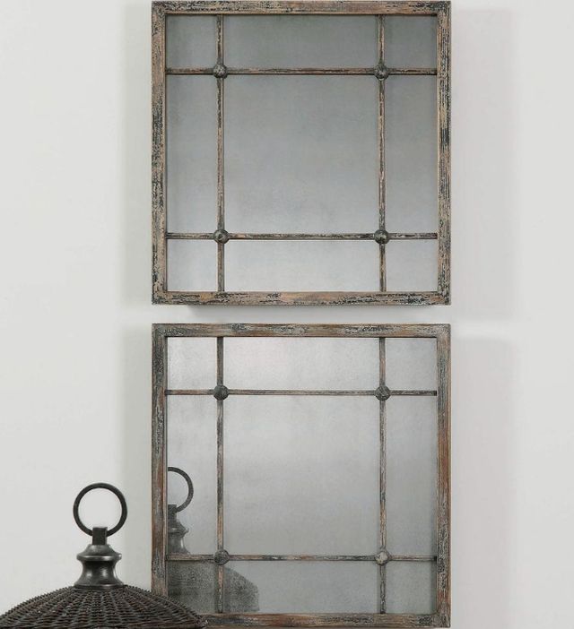 Uttermost® Saragano 2-Piece Slate Blue Square Mirror Set-1