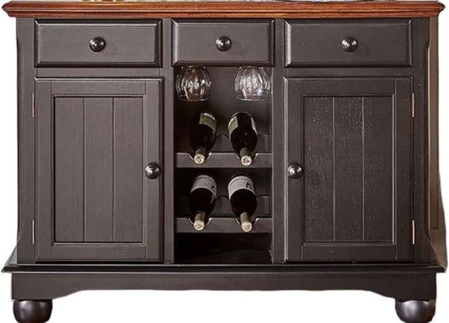 A-America® British Isles Antique Oak/Black Wine Server-0