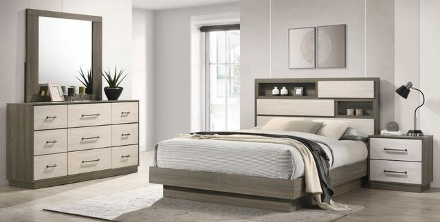 Coaster® Fenwick 4-Piece Almond/Gray Oak Eastern King Bedroom Set-0