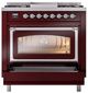 Ilve® Nostalgie II Noblesse 36'' Burgundy Pro Style Dual Fuel Range with Chrome Trim-3