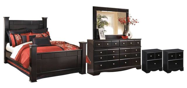 Signature Design by Ashley® Shay 5-Piece Almost Black King Poster Bed Set-0