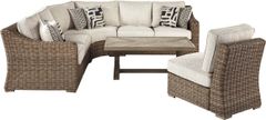 Signature Design by Ashley® Beachcroft 4-Piece Beige/Brown Outdoor Fabric/Wicker Seating Set