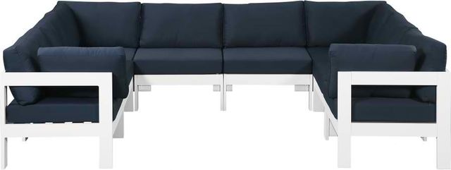 Meridian Furniture Nizuc 8-Piece Navy Outdoor Patio Modular Sectional Set-0
