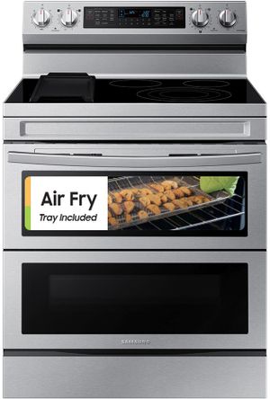 front view of the Samsung 30" Fingerprint Resistant Stainless Steel Freestanding Electric Range