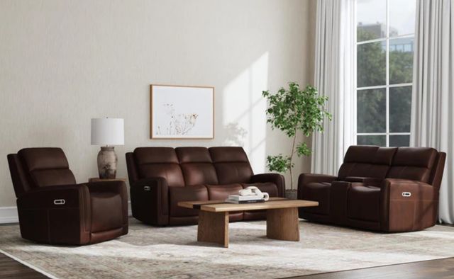 Flexsteel® Alister Burnt Umber Power Gliding Recliner with Power Headrest and Lumbar-2