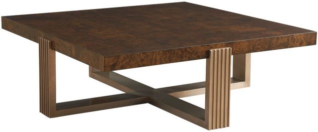 Lexington Home Rendezvous Holloway Brown Cocktail Table with Rose Gold Base-0